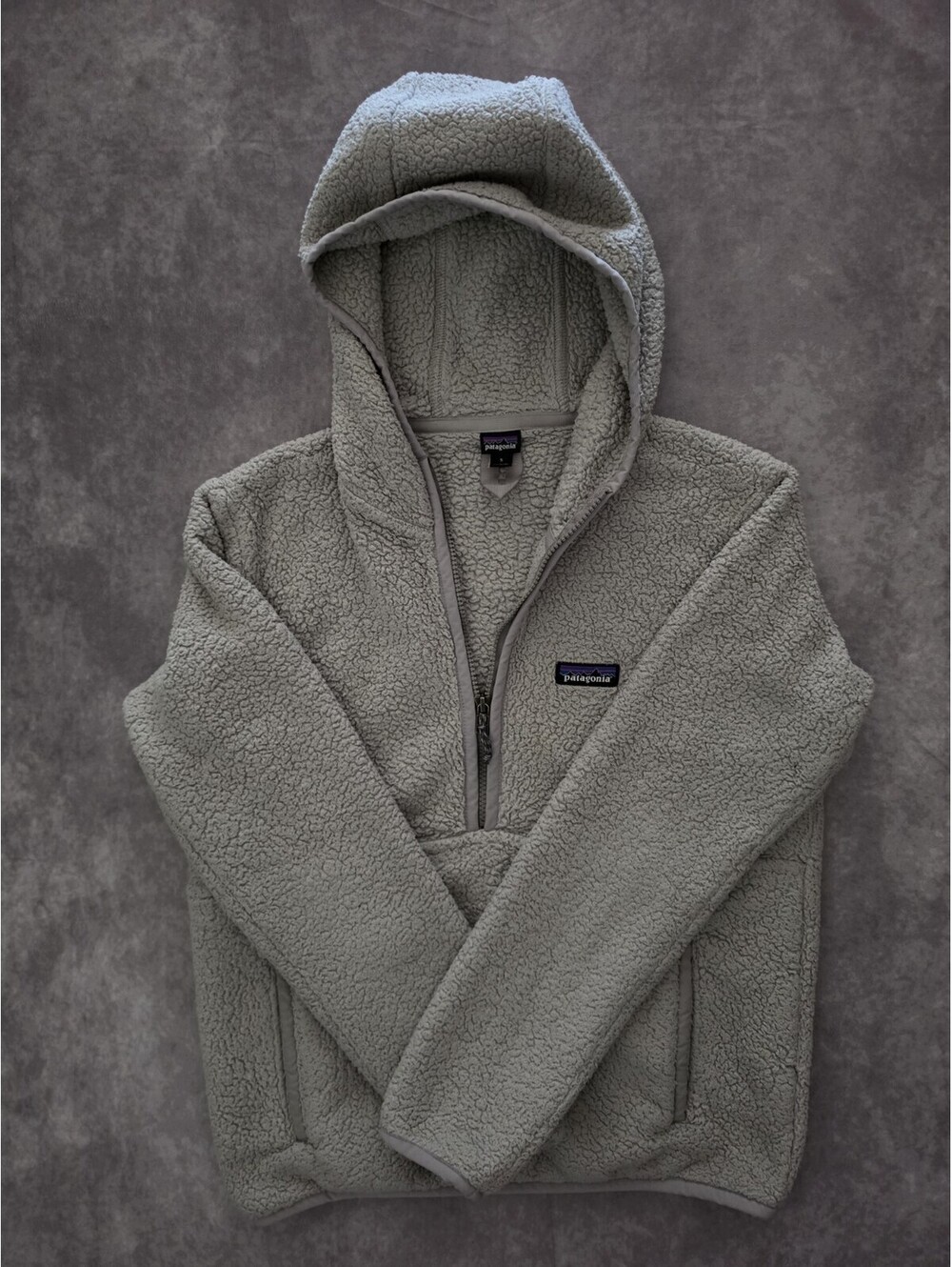 SKU0117 Patagonia Sherpa Fleece Hoodie Women's Small Gray Half Zip Pullover Cozy